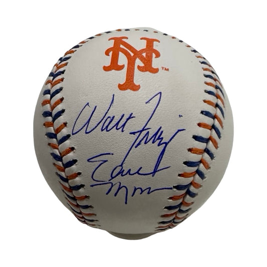 Walt Frazier & Earl Monroe Autographed OMLB New York Mets New York Knicks JSA COA