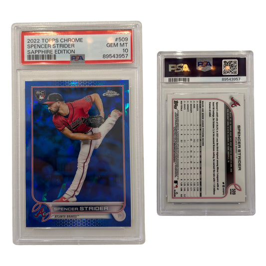 2022 Spencer Strider Topps Chrome Sapphire Edition #509 PSA GEM MT 10