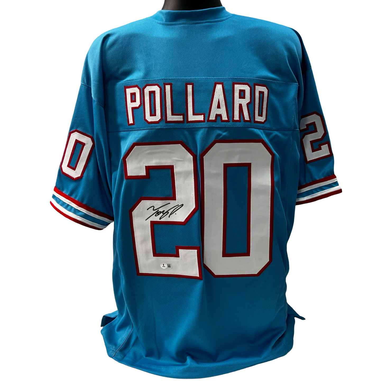 Tony Pollard Autographed Tennessee Titans Light Blue Retro Jersey Beckett