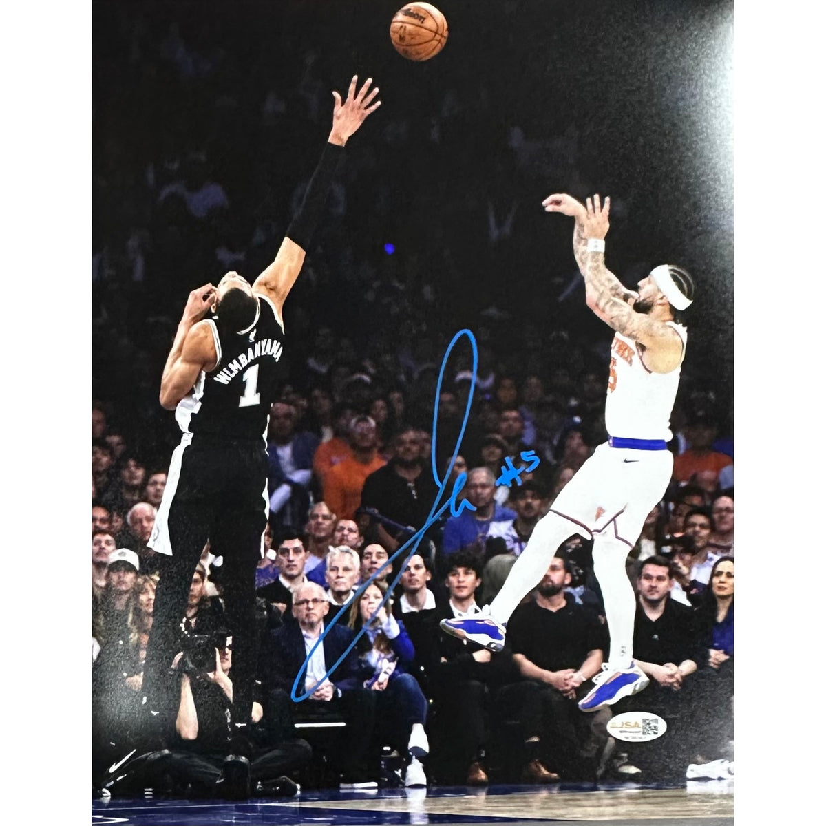 Jose Alvarado New York Knicks Shot Over Wemby Autographed 8x10 JSA