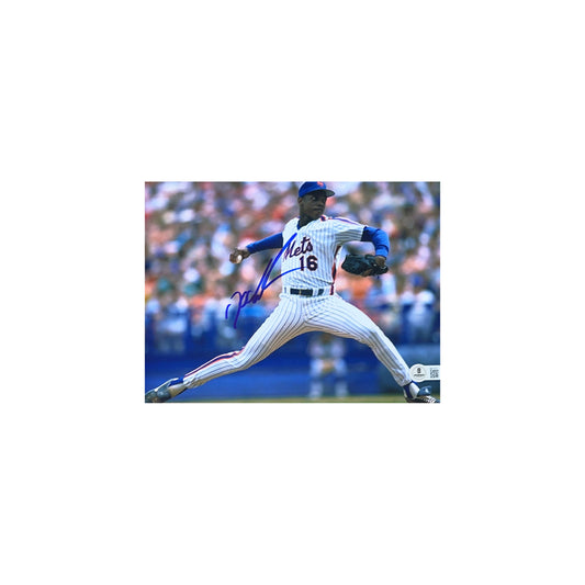 Doc Gooden Autographed New York Mets Pitch Side View 8x10 Beckett