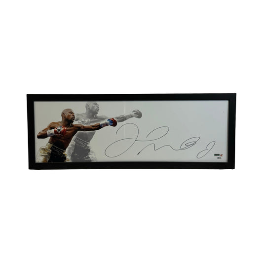 Floyd Mayweather Autographed Framed 12x36 Whiteout Photo Beckett 14x38 Frame