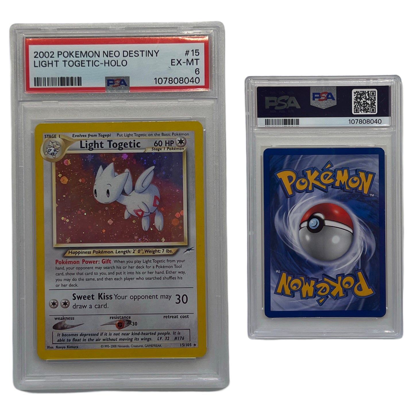 2002 Pokemon Neo Destiny Light Togetic-Holo #15 PSA EX-MT 6