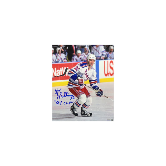 Stephane Matteau Autographed New York Rangers HD Close-Up 8x10 "94 Cup" Inscription Steiner CX