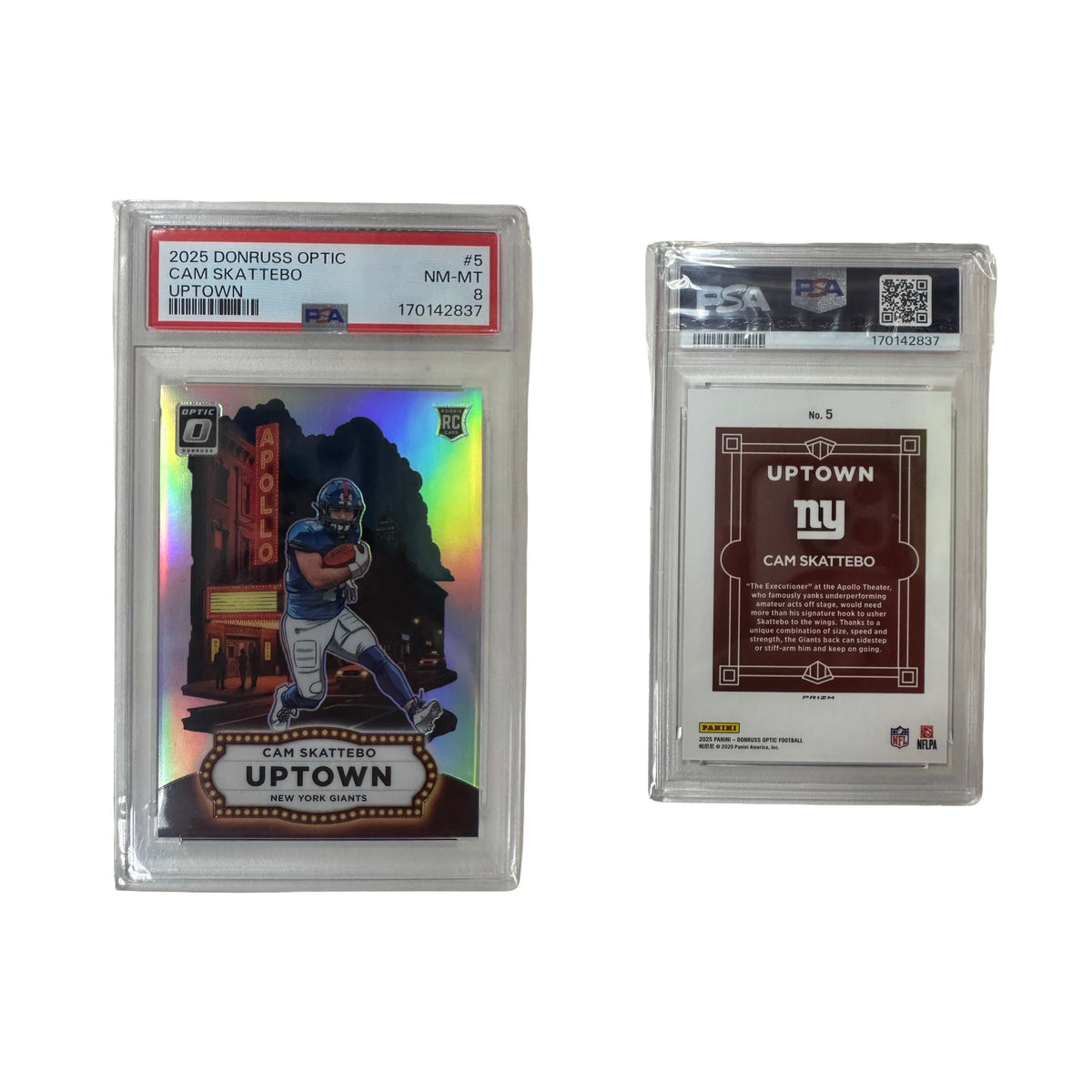Cam Skattebo 2025 Donruss Optic Uptown Rookie Card #5 PSA 8