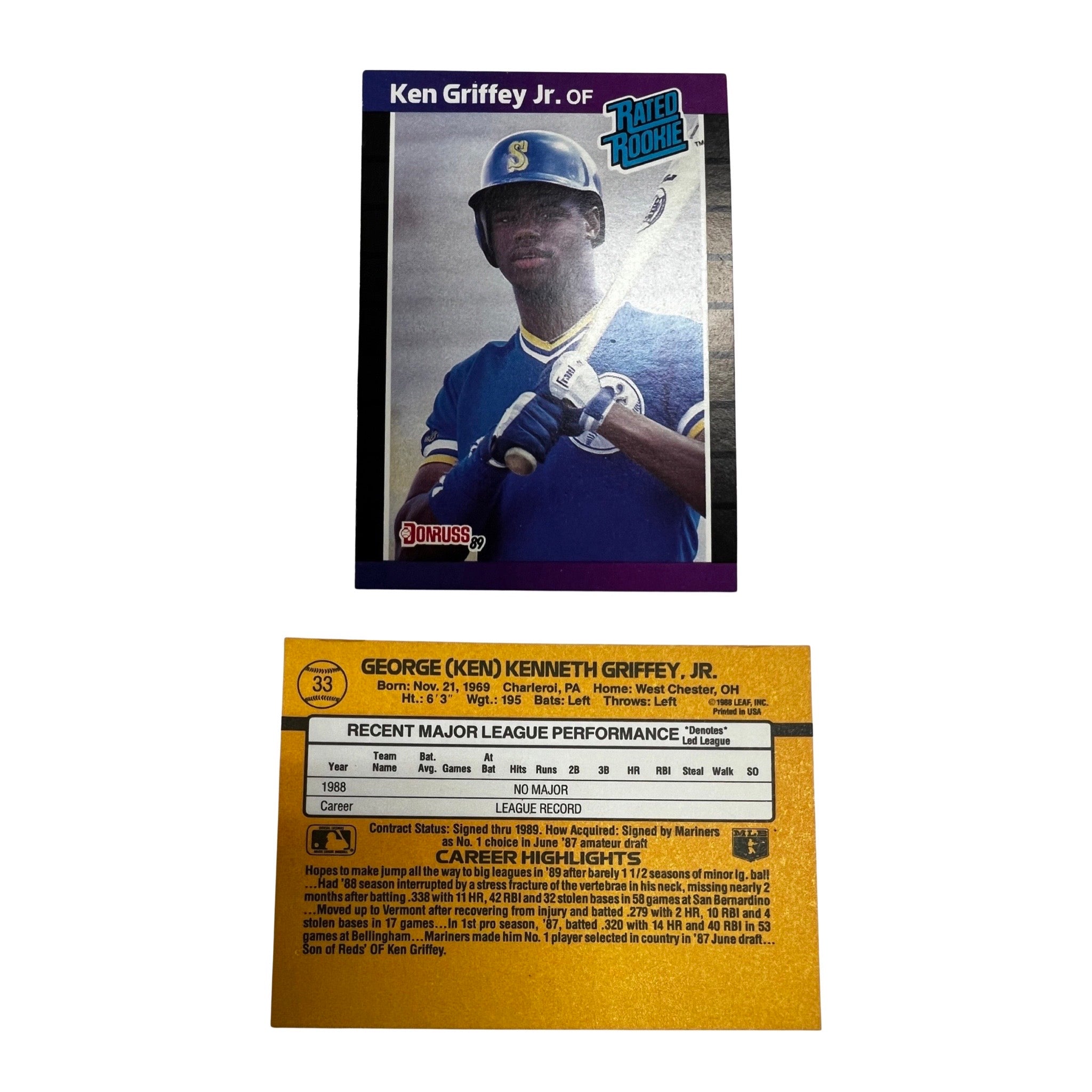 1989 store Ken Griffey Jr Rated Rookie 33 donruss