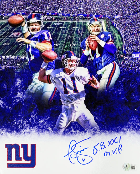 Phil Simms Autographed New York Giants 11x14 "SBXXI MVP" Beckett
