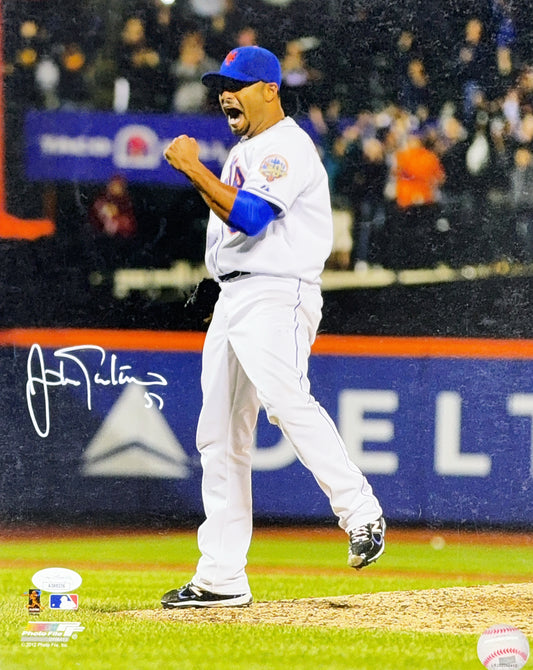 Johan Santana Autographed New York Mets Fist Pump 11x14 JSA