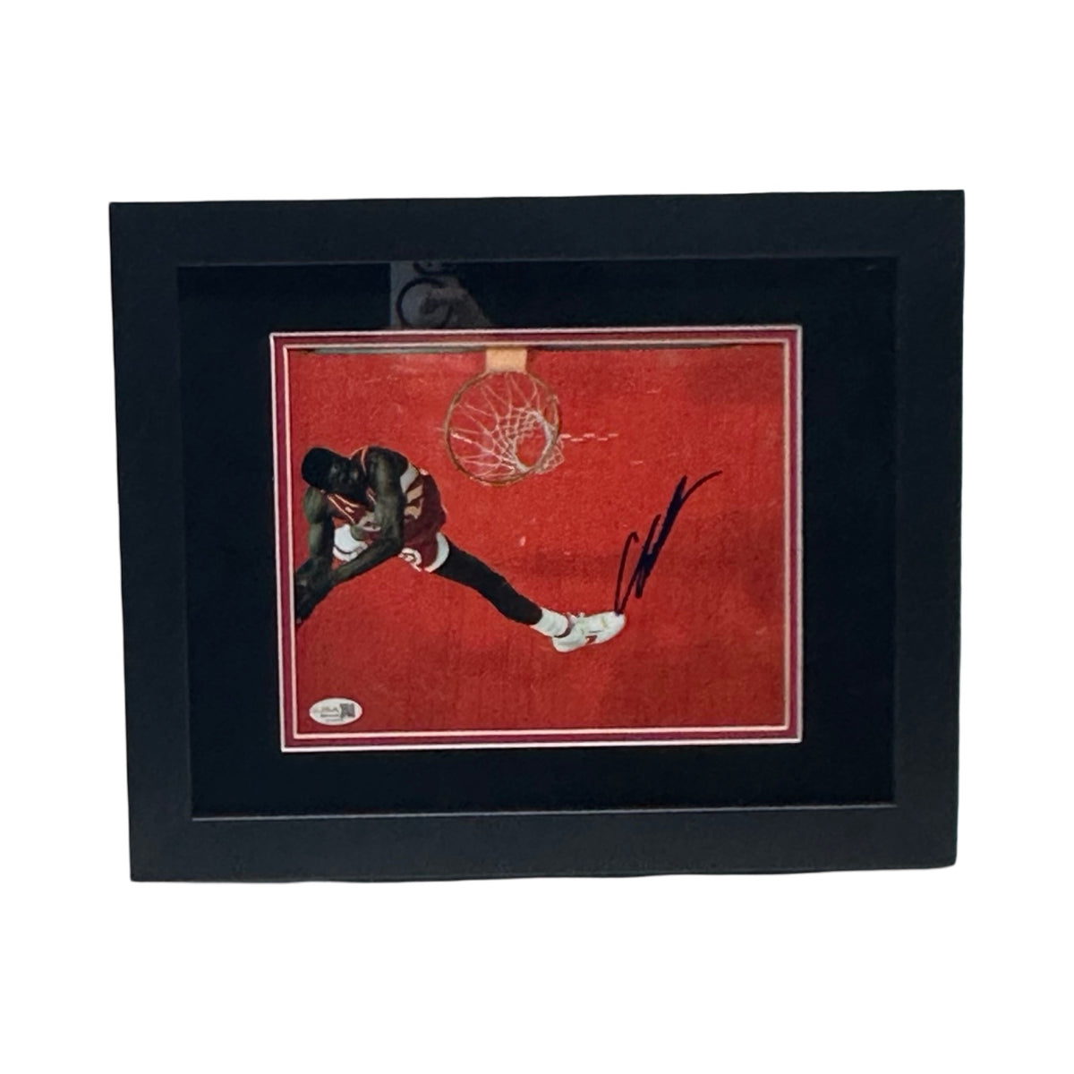 Framed Dominique Wilkins Atlanta Hawks Dunk Red Court 8x10 JSA