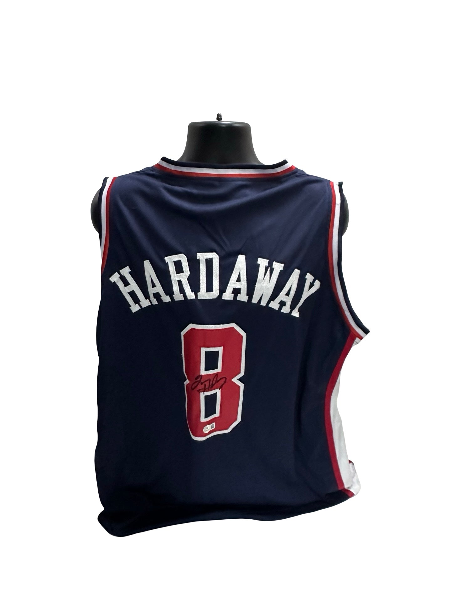 Tim Hardaway Sr Autographed Team USA Navy Blue Jersey Beckett BAS