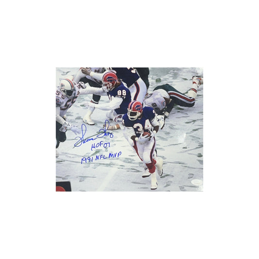 Thurman Thomas Autographed Buffalo Bills Snow 11x14 "HOF 07 & 1991 NFL MVP" Inscriptions JSA