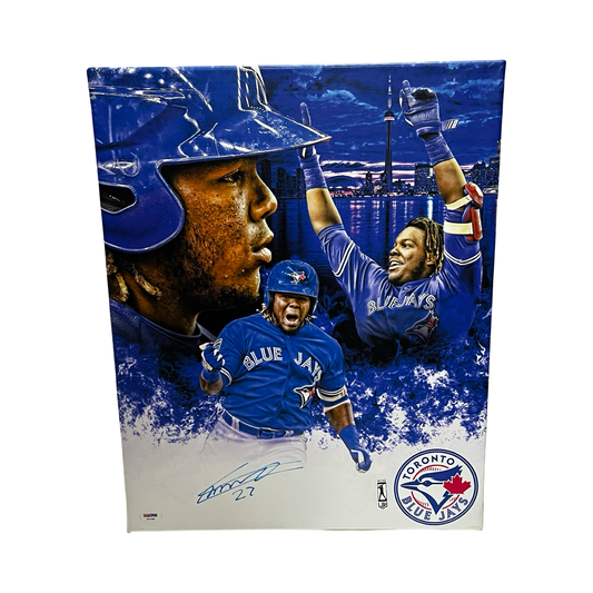 Vladimir Guerrero Jr Autographed Toronto Blue Jays 16x20 Canvas PSA