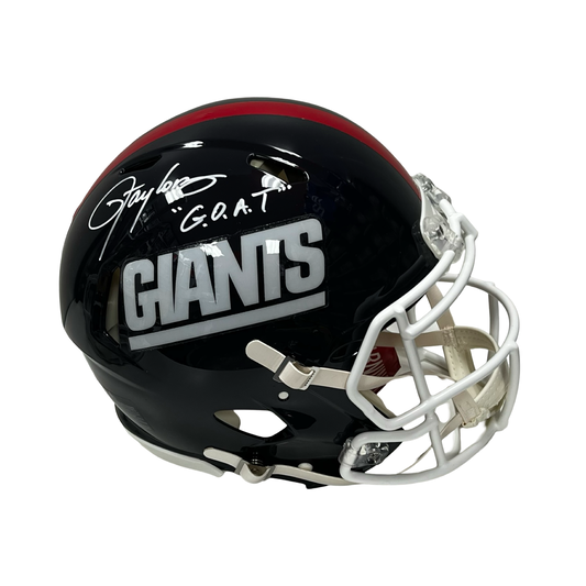 Lawrence Taylor Autographed New York Giants Old School Authentic Helmet "G.O.A.T." Inscription Beckett