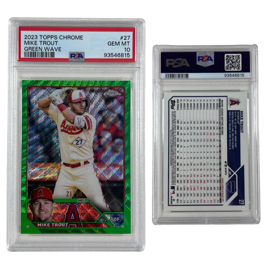 2023 Mike Trout Topps Chrome Green Wave /99 #27 PSA GEM MT 10
