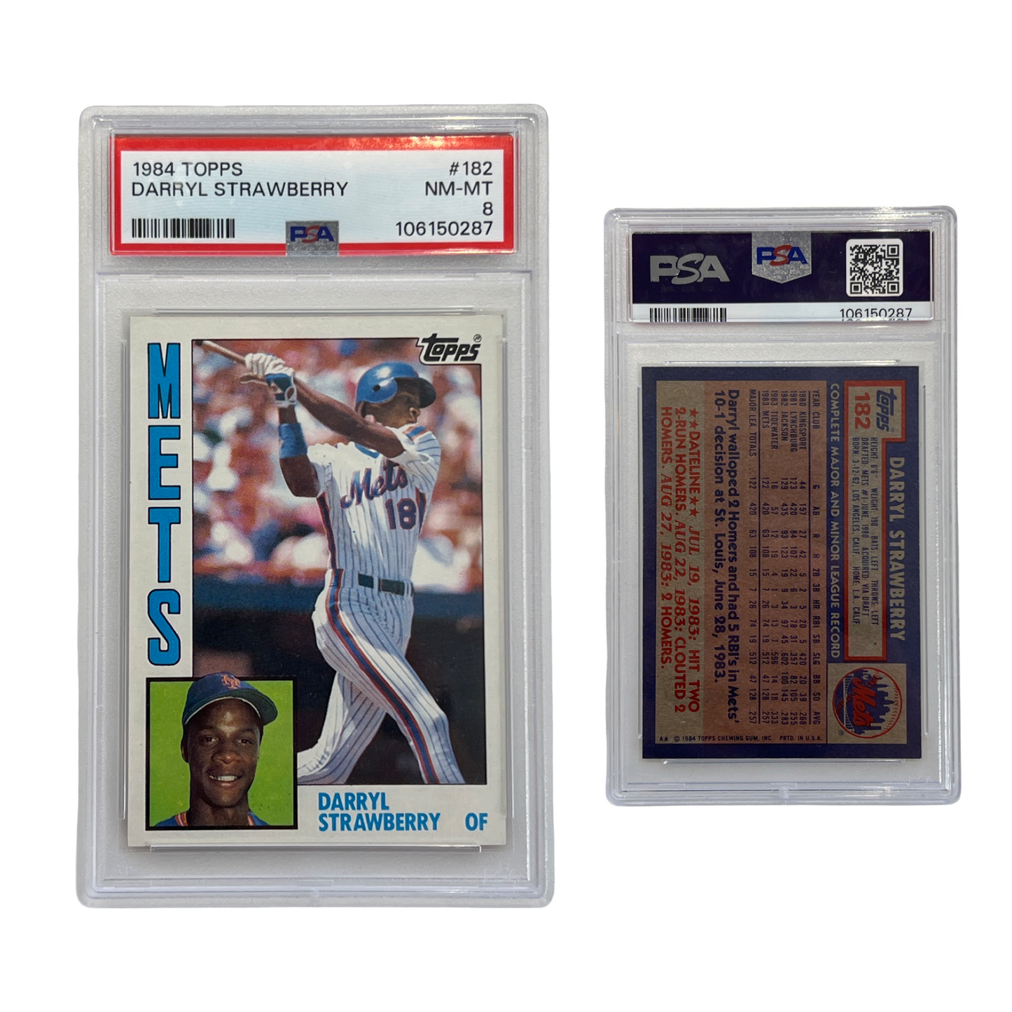1984 Darryl Strawberry Topps Rookie #182 PSA NM-MT 8