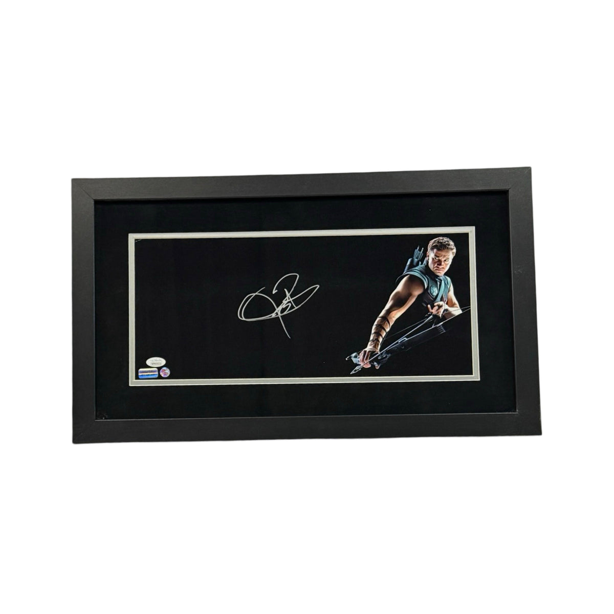 Jeremy Renner Autographed Marvel Avengers Hawkeye Framed 12x22 JSA