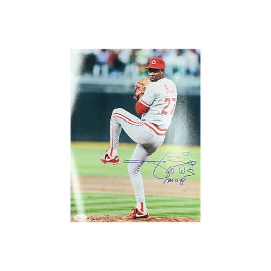 Jose Rijo Autographed Cincinatti Reds Vertical Pitch 11x14 "90 WS MVP" Inscription JSA