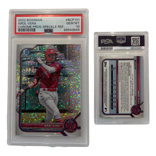 2022 Arol Vera Bowman Chrome Prospects Speckle Refractor /299 #BCP101 PSA GEM MT 10