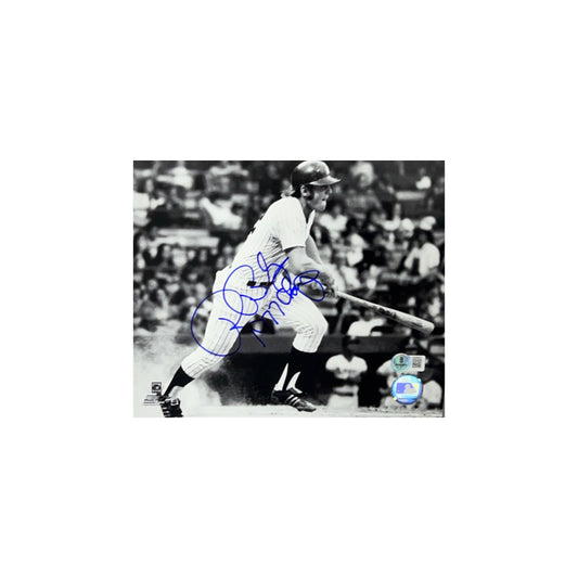 Ron Blomberg Autographed New York Yankees At Bat 8x10 "1977 Champ" Inscription Beckett