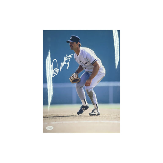 Don Mattingly Autographed New York Yankees Fielding Vertical 11x14 JSA