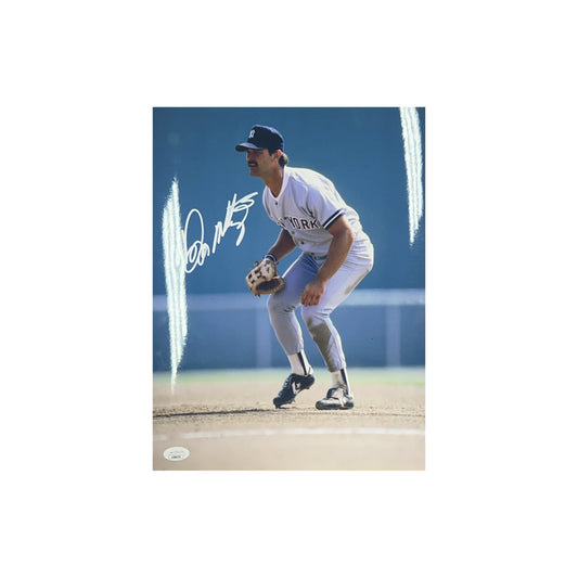 Don Mattingly Autographed New York Yankees Fielding Vertical 11x14 JSA