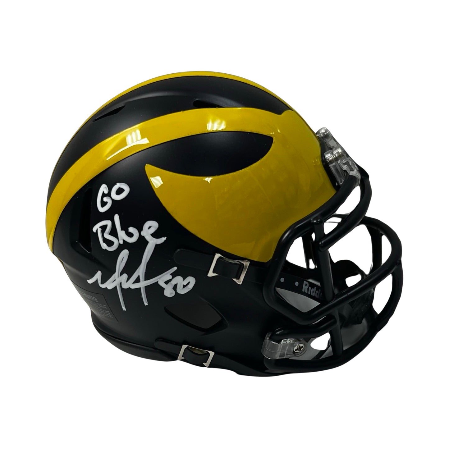 Mario Manningham Autographed Michigan Wolverines Speed Mini Helmet "Go Blue" Inscription Steiner CX