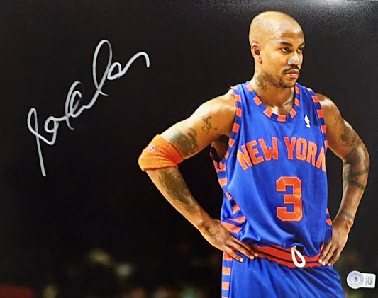 Stephon Marbury Autographed New York Knicks Blue Jersey 11x14 Beckett