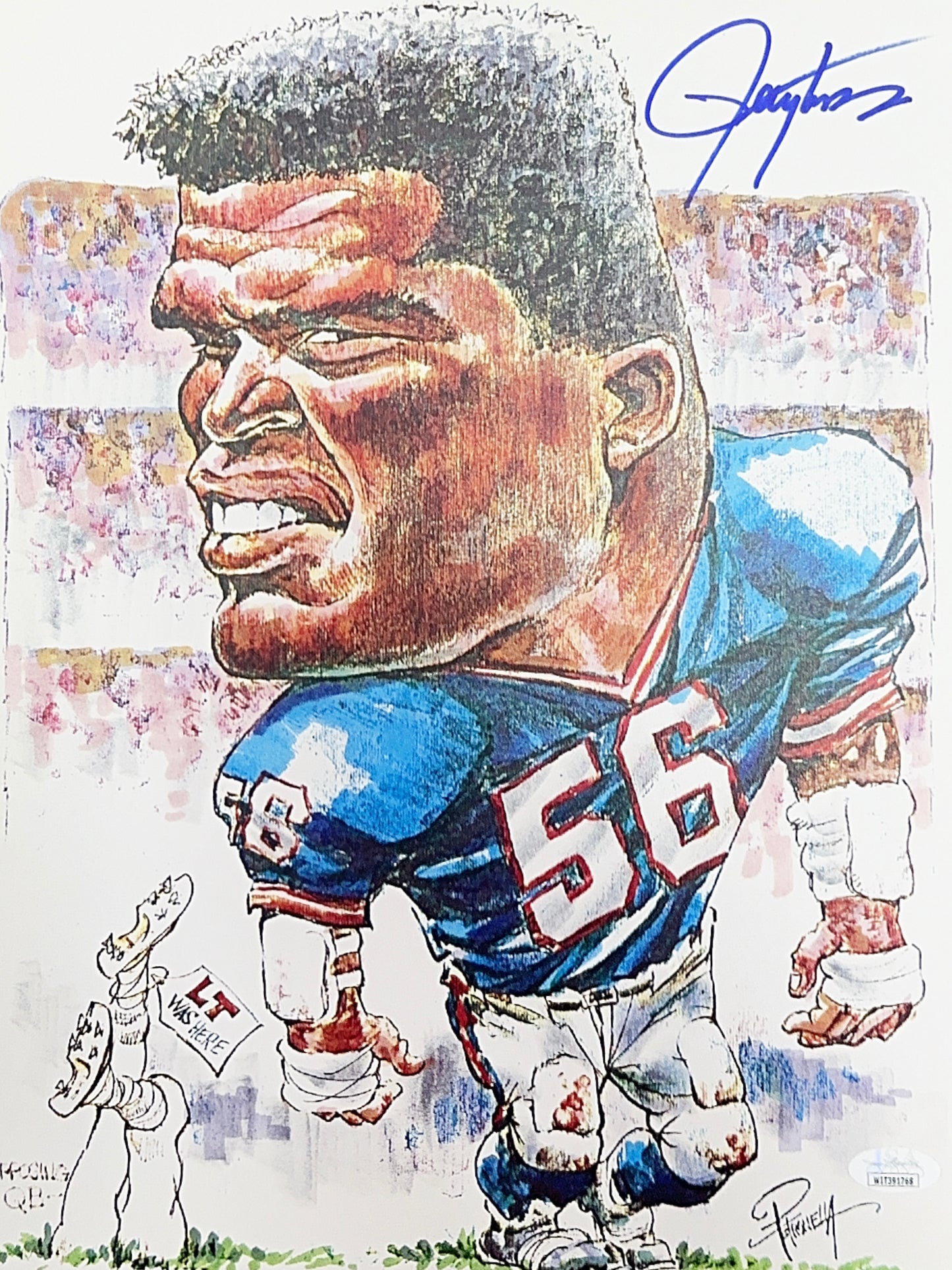 Lawrence Taylor Autographed New York Giants 11x17 Fat Head Art JSA