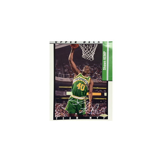 Shawn Kemp Autographed Seattle Supersonics 1993 Blow Up 8x10 Card Upper Deck