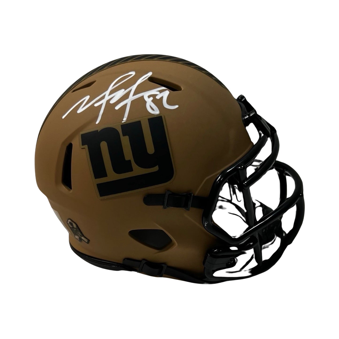 Mario Manningham Autographed New York Giants Salute to Service Mini Helmet Steiner CX