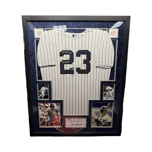 Don Mattingly Autographed New York Yankees Framed Pinstripe Jersey "Last To Wear #23" Inscription Steiner CX