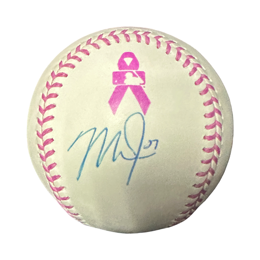 Mike Trout Autographed Los Angeles Angels Breast Cancer Awareness OMLB MLB COA