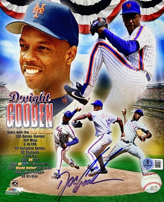 Doc Gooden Autographed New York Mets Stat Collage 8x10 Beckett