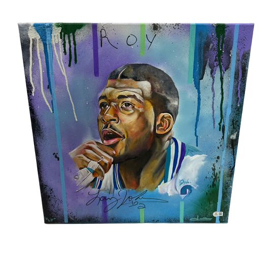 Larry Johnson Autographed Charlotte Hornets 20x20 Canvas Beckett