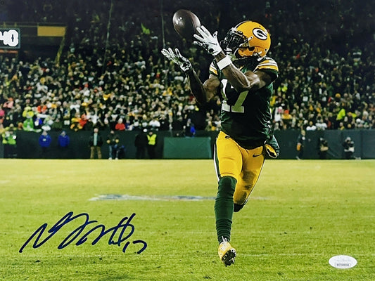 Davante Adams Autographed Green Bay Packers Catching 11x14 JSA