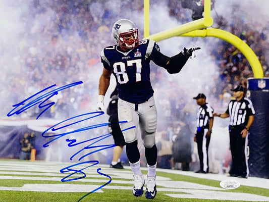 Rob Gronkowski Autographed New England Patriots Smoke 11x14 JSA