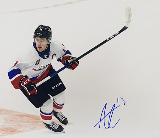 Alexis Lafreniera Autographed New York Rangers Skating Stick Up 11x14 JSA