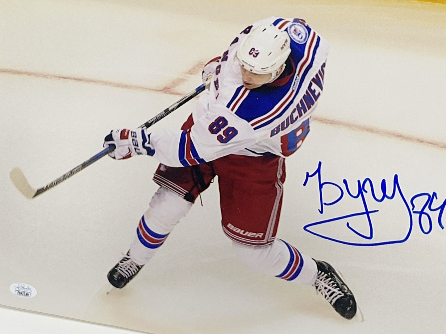 Pavel Buchnevich Autographed New York Rangers Slapshot 11x14 JSA