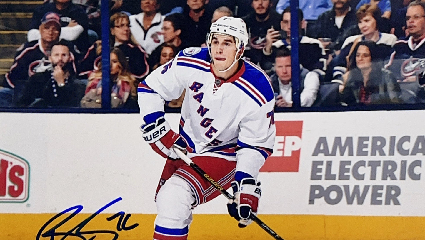 Brady Skies Autographed New York Rangers Skating 11x14 JSA