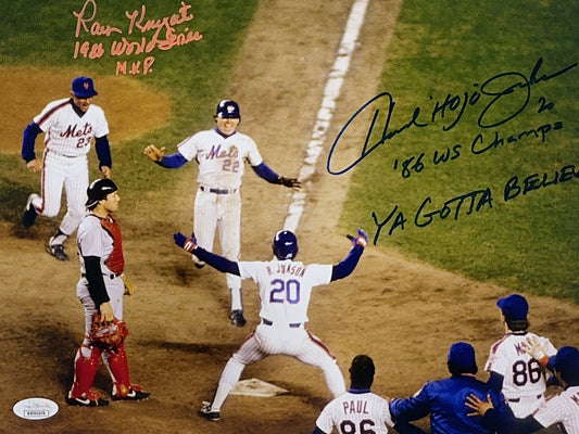 Ray Knight & Howard Johnson Autographed New York Mets "1986 World Series MVP, 86 WS CHAMPS, YA GOTTA BELIEVE!" Inscribed 11x14 JSA