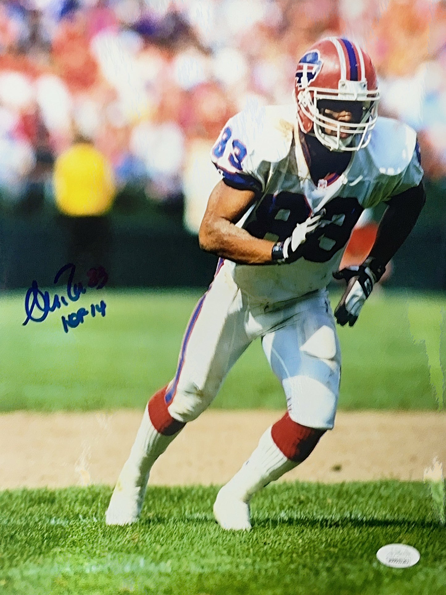 Andre Reed Autographed Buffalo Bills "HOF 14" Inscribed Running Vertical White Jersey 11x14 Photo JSA