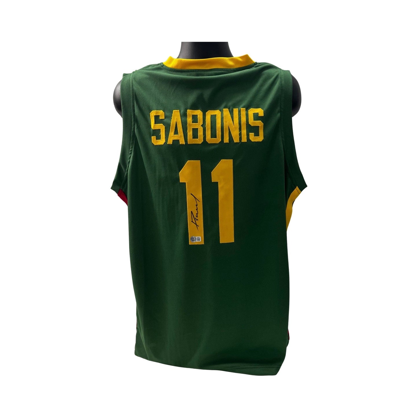 Domantas Sabonis Autographed Lithuania Green Jersey Beckett