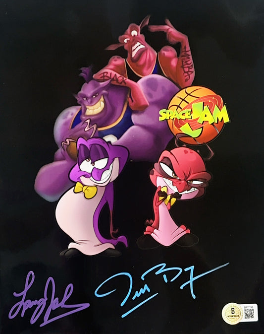 Larry Johnson & Muggsy Bogues Autographed Space Jam Characters 8x10 Beckett