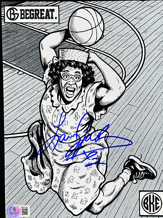 Larry Johnson Autographed Grandmama BG Be Great Artwork 8x10 Beckett