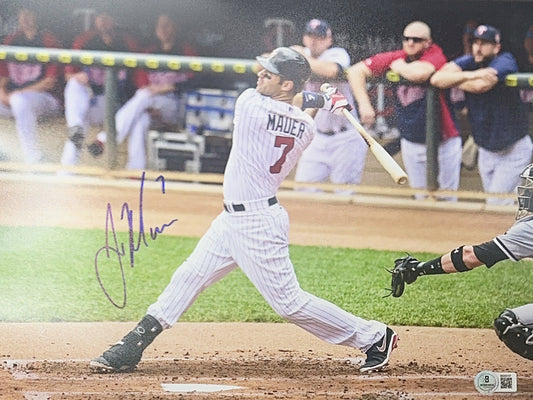 Joe Mauer Autographed Minnesota Twins Swing 11x14 Photo Beckett