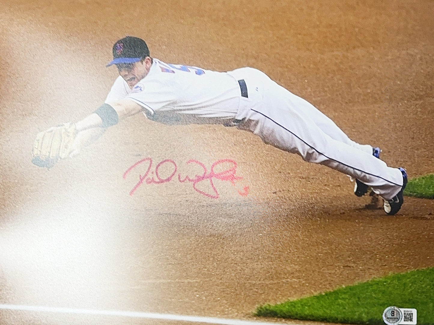 David Wright Autographed New York Mets Dive To The Right 11x14 Beckett