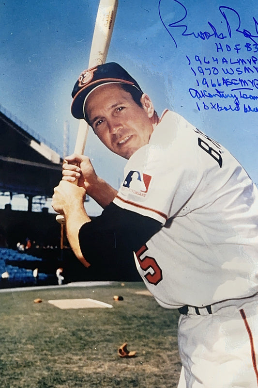 Brooks Robinson Autographed Baltimore Orioles Multi Inscribed 11x14 Photo BAS