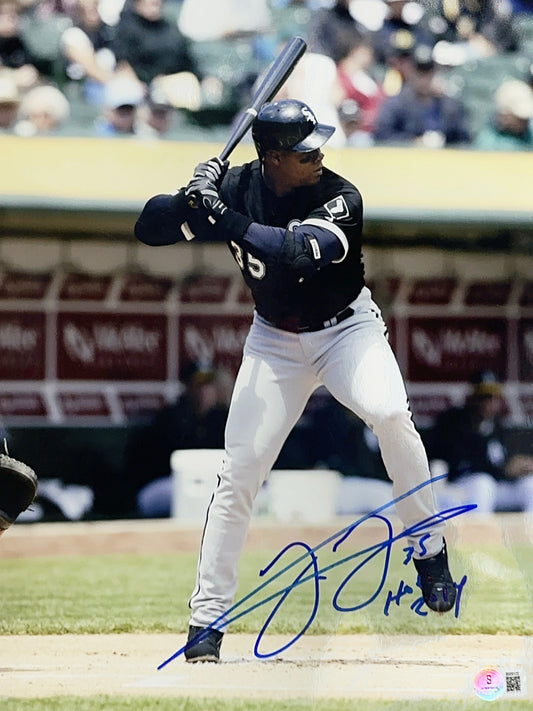 Frank Thomas Autographed Chicago White Sox Black Jersey Load Up 11x14 Photo Beckett BAS COA