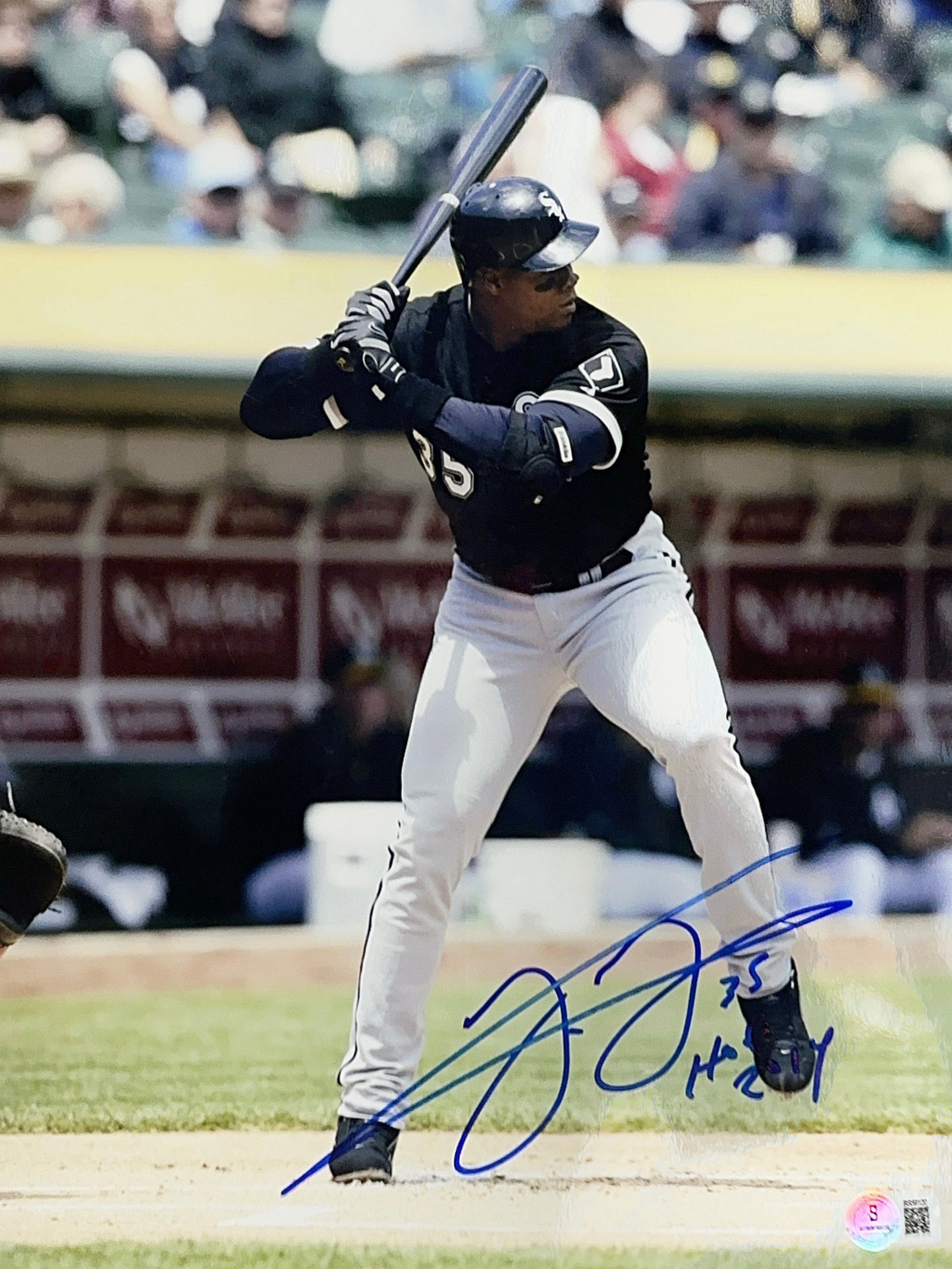 Frank Thomas Autographed Chicago White Sox Black Jersey Load Up 11x14 Photo Beckett BAS COA