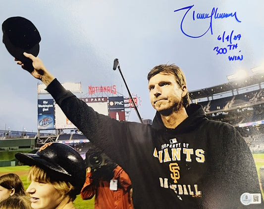 Randy Johnson Autographed San Fransisco Giants Hat Tip "6/4/09 300th Win" Inscribed 11x14 Beckett